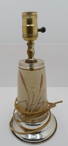 Vintage glass lamp with wheat - glass,