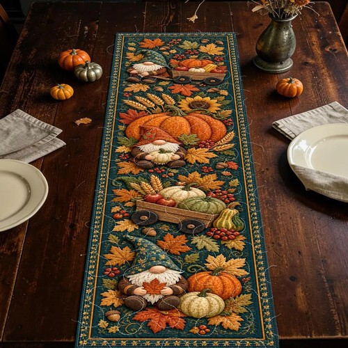 Harvest gnome pumpkin quilted - harvest,